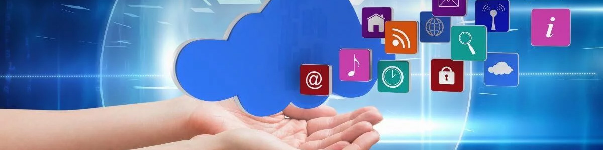 hand with cloud services icons