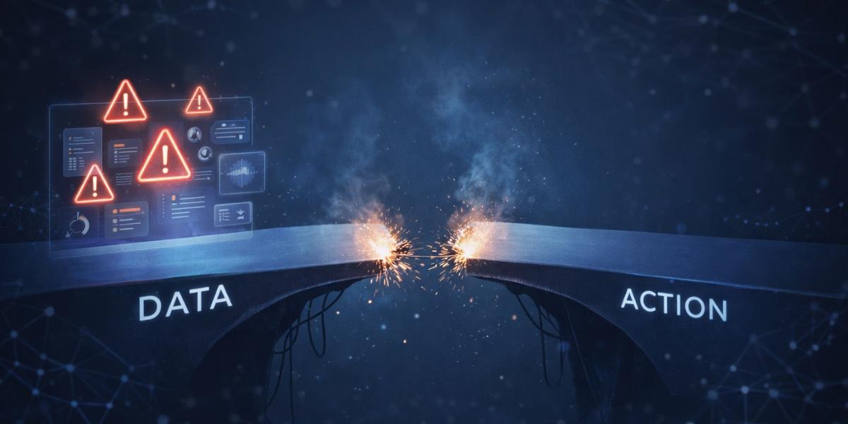 SOC monitoring alerts highlighting a gap between security data and action, showing unresolved cybersecurity risks