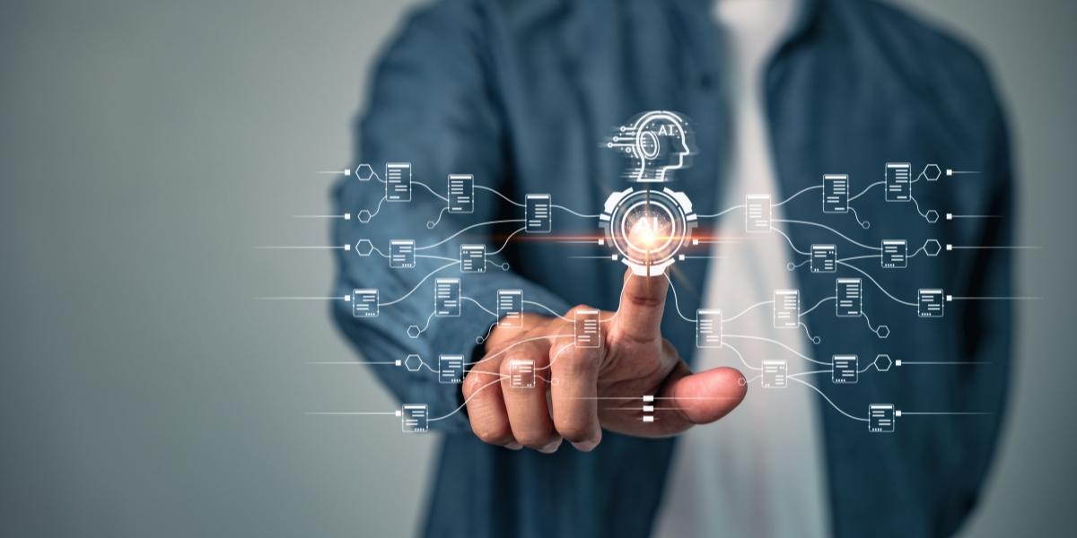 AI Readiness concept showing a business user activating AI within connected data systems and digital workflows